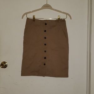 Tan Zara Button-Up Skirt with Belt Loops